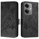 For OnePlus Nord CE3 5G Embossed Rose RFID Anti-theft Leather Phone Case(Black) - 2