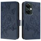For OnePlus Nord CE3 Lite 5G / Nord N30 Embossed Rose RFID Anti-theft Leather Phone Case(Dark Blue) - 2