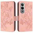 For OnePlus Nord CE4 5G Embossed Rose RFID Anti-theft Leather Phone Case(Pink) - 2