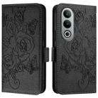 For OnePlus Nord CE4 5G Embossed Rose RFID Anti-theft Leather Phone Case(Black) - 2