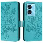 For OnePlus Nord N300 Embossed Rose RFID Anti-theft Leather Phone Case(Light Blue) - 2