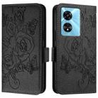 For OnePlus Nord N300 Embossed Rose RFID Anti-theft Leather Phone Case(Black) - 2