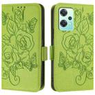 For OnePlus Nord 2 Lite Embossed Rose RFID Anti-theft Leather Phone Case(Green) - 2