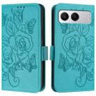 For OnePlus Nord 4 5G Embossed Rose RFID Anti-theft Leather Phone Case(Light Blue) - 3