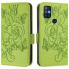 For OnePlus Nord N10 5G Embossed Rose RFID Anti-theft Leather Phone Case(Green) - 2