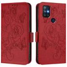 For OnePlus Nord N10 5G Embossed Rose RFID Anti-theft Leather Phone Case(Red) - 2