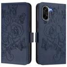 For OnePlus Ace 5 Racing Embossed Rose RFID Anti-theft Leather Phone Case(Dark Blue) - 2