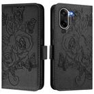 For OnePlus Ace 5 Racing Embossed Rose RFID Anti-theft Leather Phone Case(Black) - 2