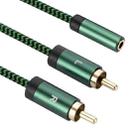 3.5mm Female to 2 RCA Male Audio Cable Amplifier Connector, Length:0.5m(Green) - 1