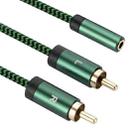 3.5mm Female to 2 RCA Male Audio Cable Amplifier Connector, Length:2m(Green) - 1