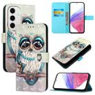 For Samsung Galaxy S24 FE 5G 3D Painting Horizontal Flip Leather Phone Case(Grey Owl) - 1