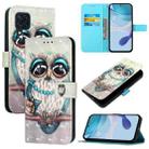For Samsung Galaxy M32 4G Global / M22 3D Painting Horizontal Flip Leather Phone Case(Grey Owl) - 1