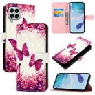 For Samsung Galaxy M33 5G Global 3D Painting Horizontal Flip Leather Phone Case(Rose Butterfly) - 1