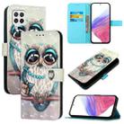 For Samsung Galaxy A22 4G 3D Painting Horizontal Flip Leather Phone Case(Grey Owl) - 1