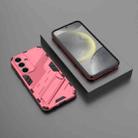 For Samsung Galaxy S25 5G Punk Armor 2 in 1 PC + TPU Shockproof Phone Case with Invisible Holder(Light Red) - 2