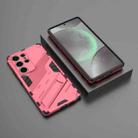For Samsung Galaxy S25 Ultra 5G Punk Armor 2 in 1 PC + TPU Shockproof Phone Case with Invisible Holder(Light Red) - 2