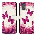 For ZTE Blade A52 3D Painting Horizontal Flip Leather Phone Case(Rose Butterfly) - 2