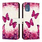 For Nokia C02 3D Painting Horizontal Flip Leather Phone Case(Rose Butterfly) - 2