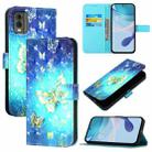 For Nokia C32 3D Painting Horizontal Flip Leather Phone Case(Golden Butterfly) - 1