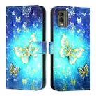 For Nokia C32 3D Painting Horizontal Flip Leather Phone Case(Golden Butterfly) - 2