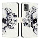 For Nokia C32 3D Painting Horizontal Flip Leather Phone Case(Skull) - 2