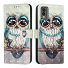 For Nokia C32 3D Painting Horizontal Flip Leather Phone Case(Grey Owl) - 2