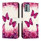 For Nokia G22 3D Painting Horizontal Flip Leather Phone Case(Rose Butterfly) - 2