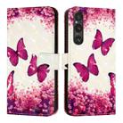 For Sony Xperia 1 V 3D Painting Horizontal Flip Leather Phone Case(Rose Butterfly) - 2