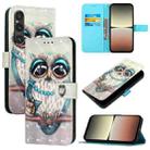 For Sony Xperia 1 V 3D Painting Horizontal Flip Leather Phone Case(Grey Owl) - 1