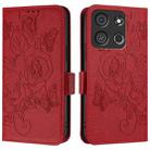 For itel A05s Embossed Rose RFID Anti-theft Leather Phone Case(Red) - 2