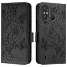 For itel A58 / A49 Embossed Rose RFID Anti-theft Leather Phone Case(Black) - 2