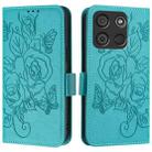 For itel A60 / A60s Embossed Rose RFID Anti-theft Leather Phone Case(Light Blue) - 2