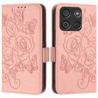 For itel A60 / A60s Embossed Rose RFID Anti-theft Leather Phone Case(Pink) - 2