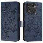 For itel A60 / A60s Embossed Rose RFID Anti-theft Leather Phone Case(Dark Blue) - 2