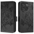 For itel A60 / A60s Embossed Rose RFID Anti-theft Leather Phone Case(Black) - 2