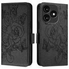 For itel A70 Embossed Rose RFID Anti-theft Leather Phone Case(Black) - 2