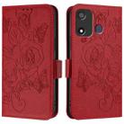 For itel A27 Embossed Rose RFID Anti-theft Leather Phone Case(Red) - 2