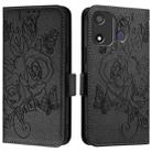 For itel A27 Embossed Rose RFID Anti-theft Leather Phone Case(Black) - 2