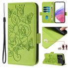 For itel P40 Embossed Rose RFID Anti-theft Leather Phone Case(Green) - 1