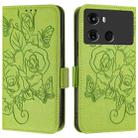 For itel P40 Embossed Rose RFID Anti-theft Leather Phone Case(Green) - 2