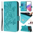 For itel P40 Embossed Rose RFID Anti-theft Leather Phone Case(Light Blue) - 1