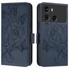 For itel P40 Embossed Rose RFID Anti-theft Leather Phone Case(Dark Blue) - 2