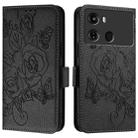 For itel P40 Embossed Rose RFID Anti-theft Leather Phone Case(Black) - 2