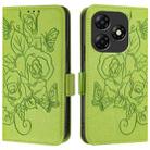 For itel P55 4G Embossed Rose RFID Anti-theft Leather Phone Case(Green) - 2