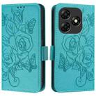 For itel P55 4G Embossed Rose RFID Anti-theft Leather Phone Case(Light Blue) - 2