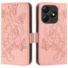 For itel P55 4G Embossed Rose RFID Anti-theft Leather Phone Case(Pink) - 2