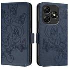 For itel P55 4G Embossed Rose RFID Anti-theft Leather Phone Case(Dark Blue) - 2