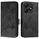 For itel P55 4G Embossed Rose RFID Anti-theft Leather Phone Case(Black) - 2