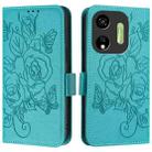 For itel P55 5G Embossed Rose RFID Anti-theft Leather Phone Case(Light Blue) - 2