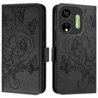 For itel P55 5G Embossed Rose RFID Anti-theft Leather Phone Case(Black) - 2